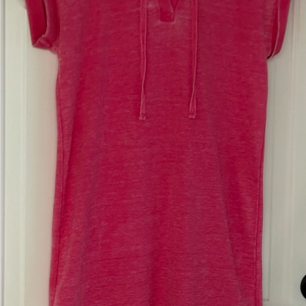 Vibrant Pink Hooded Tunic Dress
